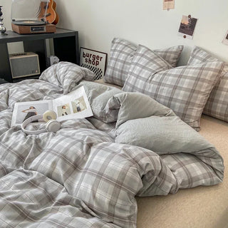 Japanese Style Check Duvet Cover Set