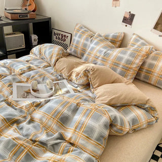 Japanese Style Check Duvet Cover Set