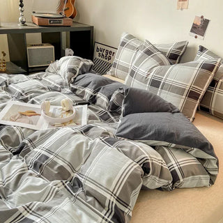 Japanese Style Check Duvet Cover Set