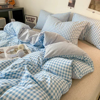 Japanese Style Check Duvet Cover Set