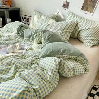 Japanese Style Check Duvet Cover Set