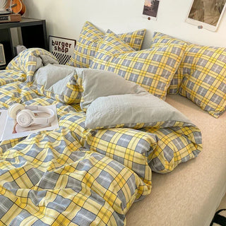 Japanese Style Check Duvet Cover Set