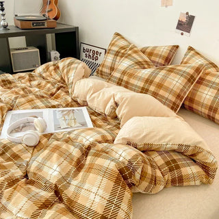 Japanese Style Check Duvet Cover Set
