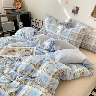 Japanese Style Check Duvet Cover Set