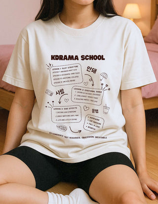 K-Drama School Lesson Relaxed Oversize T-shirt 100% Cotton - Light |  K-Drama Fan Gift