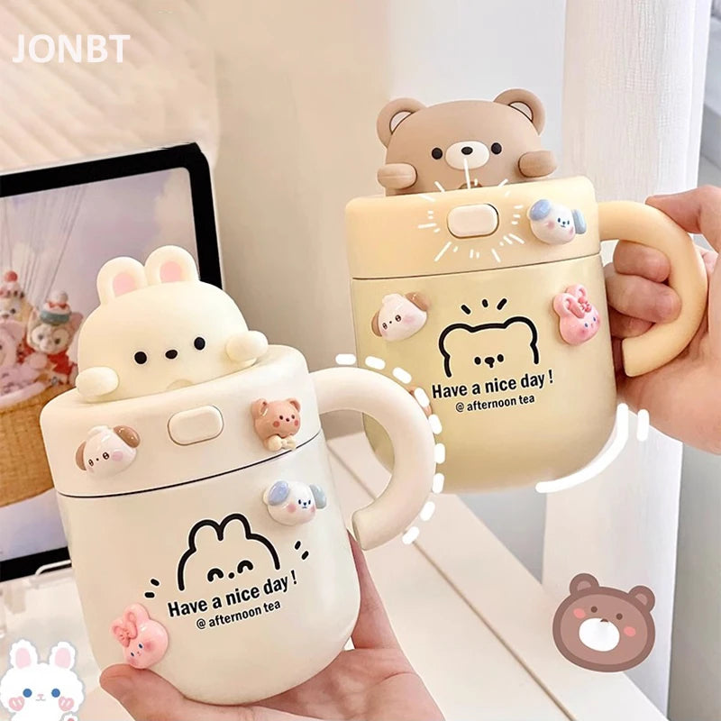 Kawaii Bear Coffee Thermal Insulated Cup Tumbler 530ml Bottle by The Kawaii Shoppu | The Kawaii Shoppu