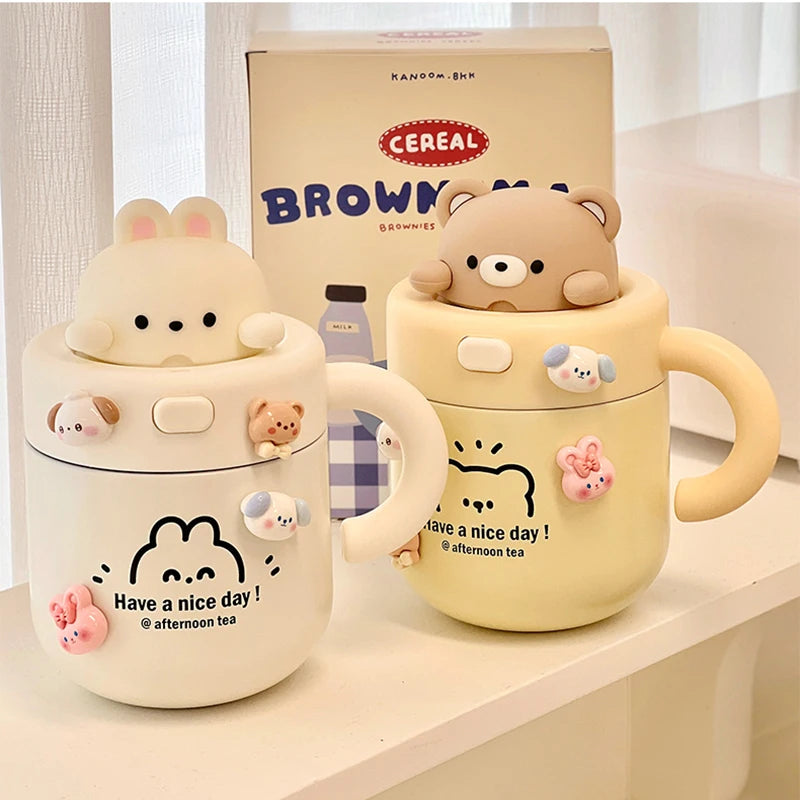 Kawaii Bear Coffee Thermal Insulated Cup Tumbler 530ml Bottle by The Kawaii Shoppu | The Kawaii Shoppu