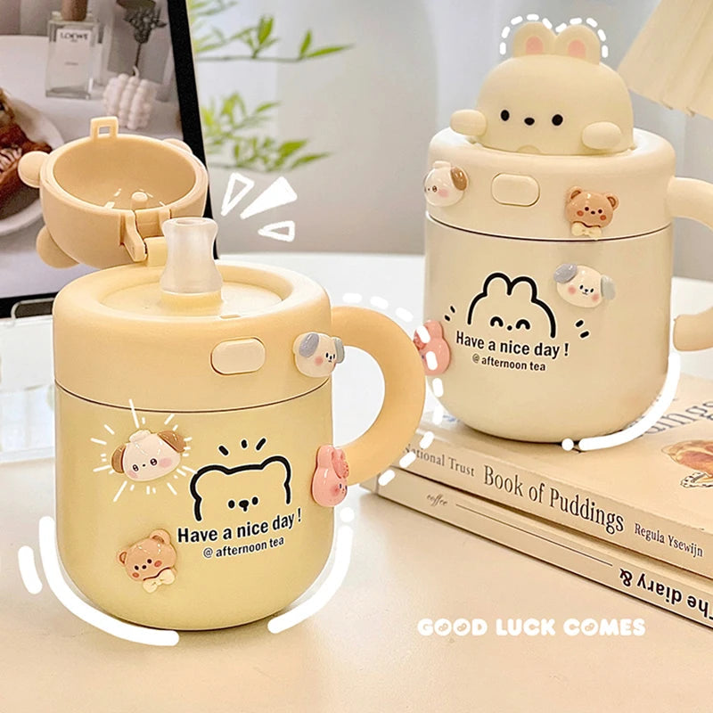 Kawaii Bear Coffee Thermal Insulated Cup Tumbler 530ml Bottle by The Kawaii Shoppu | The Kawaii Shoppu