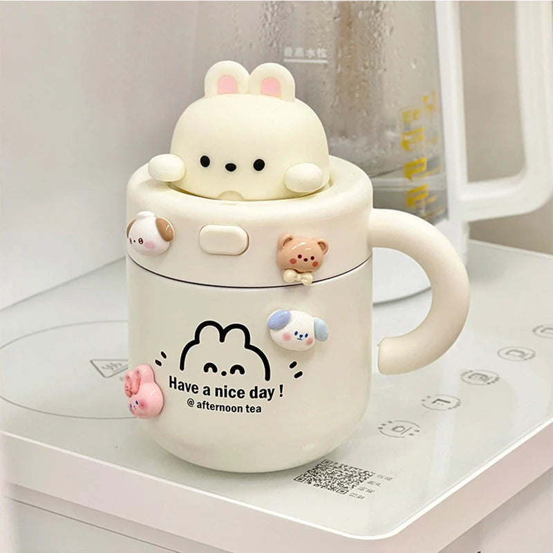 Kawaii Bear Coffee Thermal Insulated Cup Tumbler 530ml Bottle by The Kawaii Shoppu | The Kawaii Shoppu