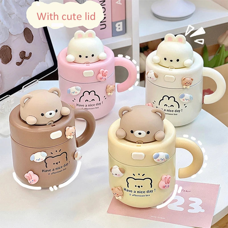 Kawaii Bear Coffee Thermal Insulated Cup Tumbler 530ml Bottle by The Kawaii Shoppu | The Kawaii Shoppu