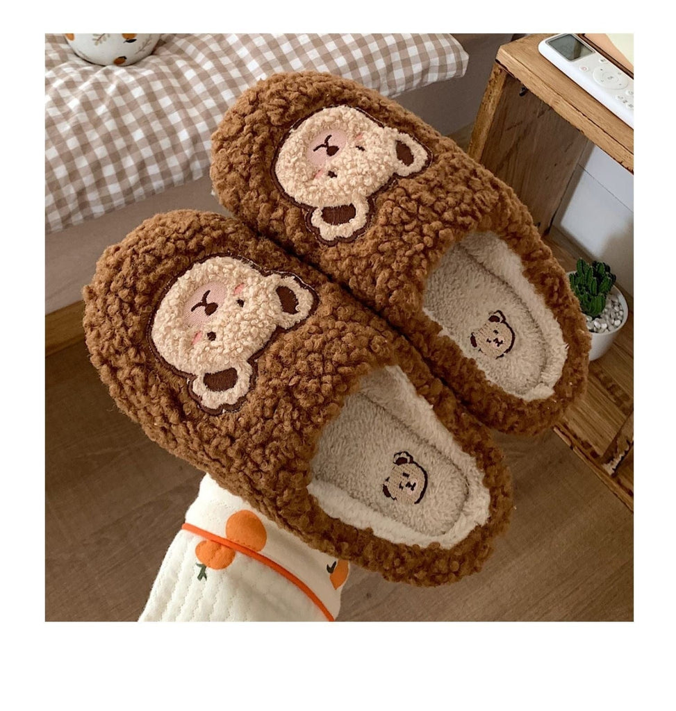 Kawaii Bear Fluffy Cute Slippers Shoes The Kawaii Shoppu