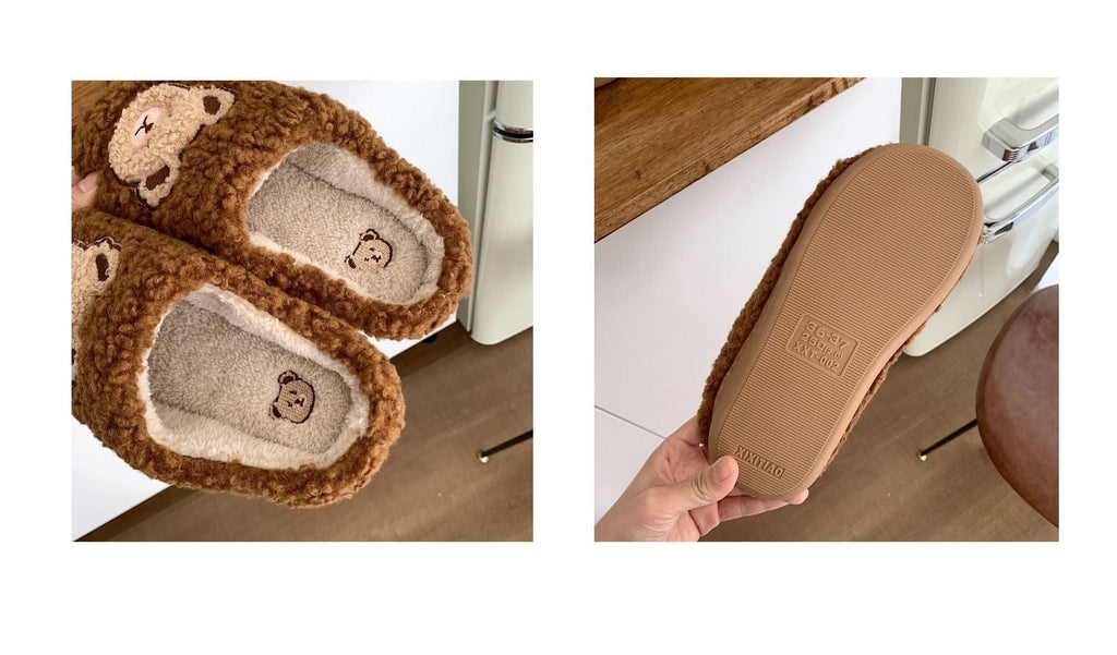 Kawaii Bear Fluffy Cute Slippers Shoes The Kawaii Shoppu