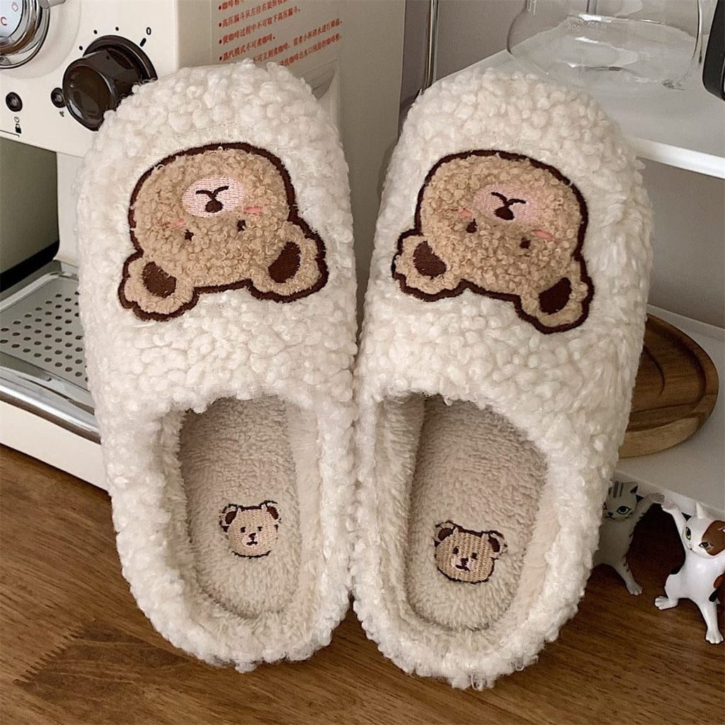 Kawaii Bear Fluffy Cute Slippers Shoes The Kawaii Shoppu