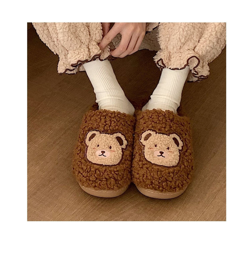 Kawaii Bear Fluffy Cute Slippers Shoes The Kawaii Shoppu