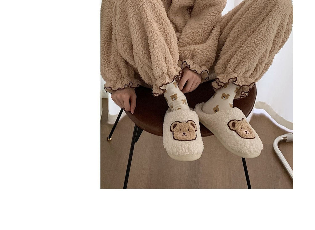 Kawaii Bear Fluffy Cute Slippers Shoes The Kawaii Shoppu