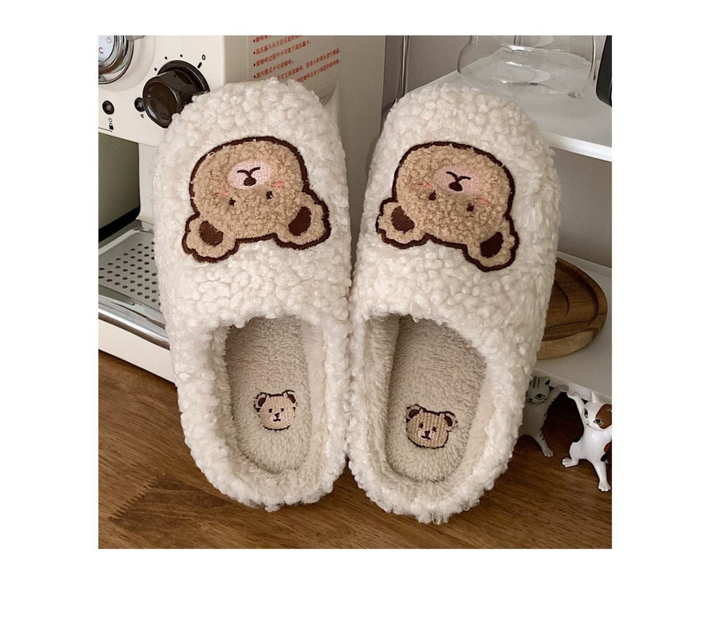 Kawaii Bear Fluffy Cute Slippers Shoes The Kawaii Shoppu