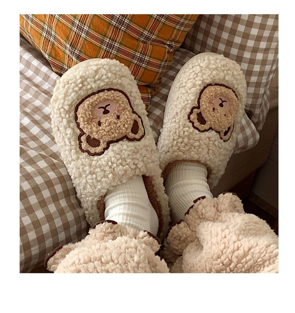 Kawaii Bear Fluffy Cute Slippers Shoes The Kawaii Shoppu