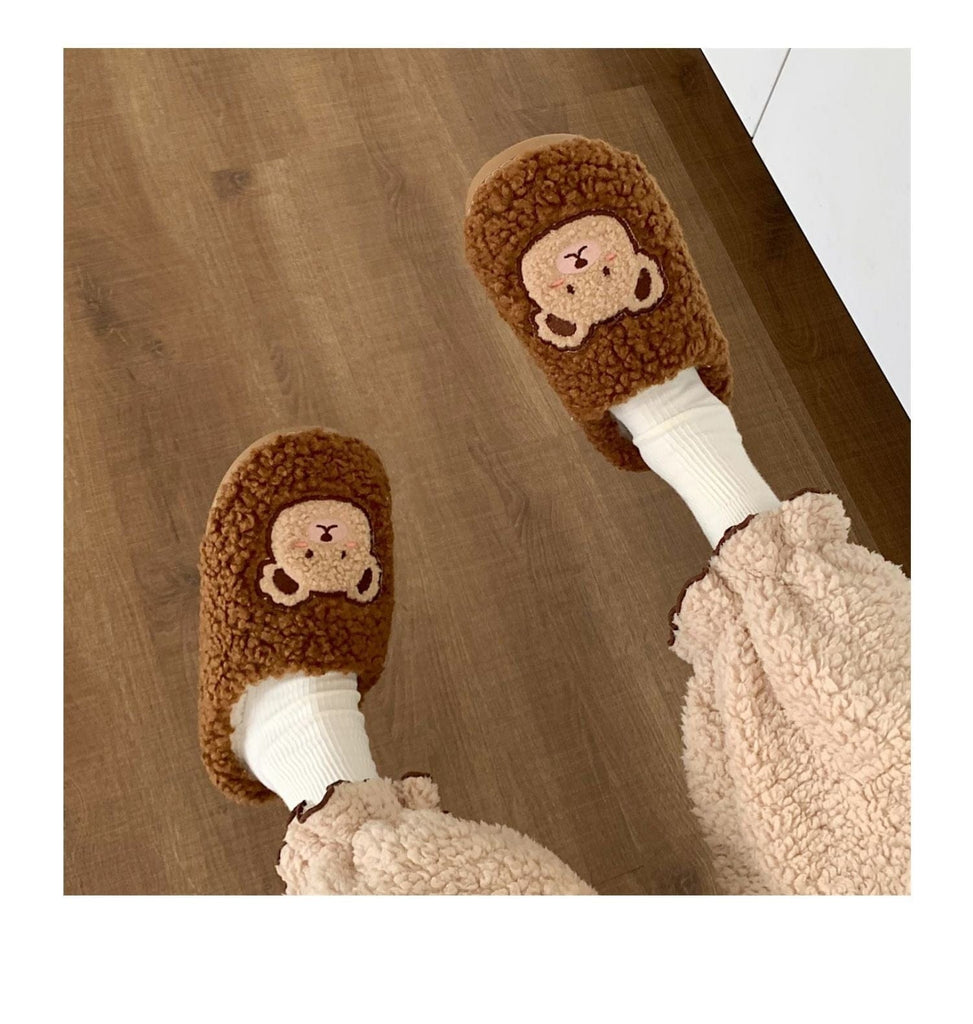 Kawaii Bear Fluffy Cute Slippers Shoes The Kawaii Shoppu