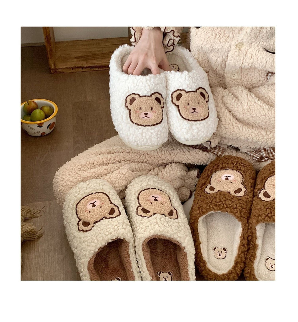 Kawaii Bear Fluffy Cute Slippers Shoes The Kawaii Shoppu