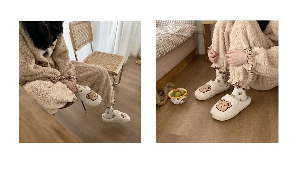 Kawaii Bear Fluffy Cute Slippers Shoes The Kawaii Shoppu