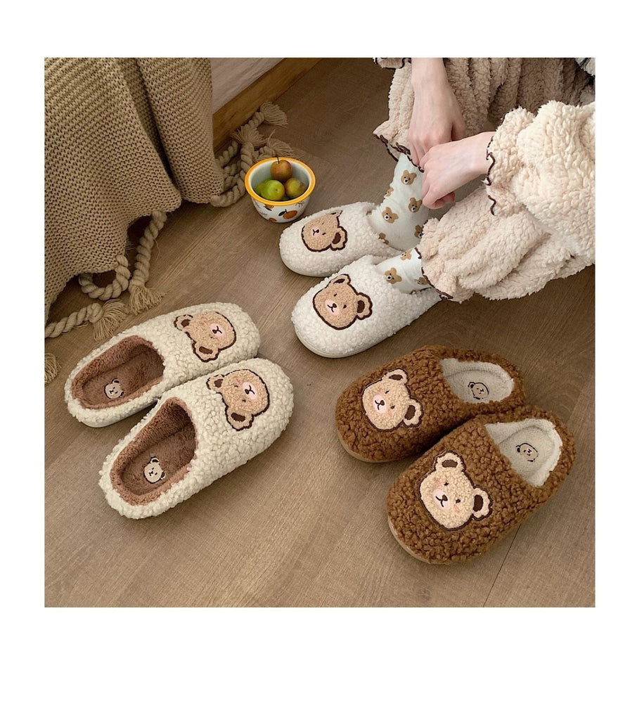 Kawaii Bear Fluffy Cute Slippers Shoes The Kawaii Shoppu