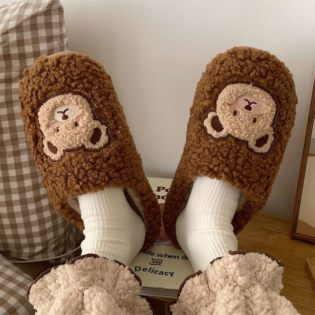 Kawaii Bear Fluffy Cute Slippers Shoes The Kawaii Shoppu