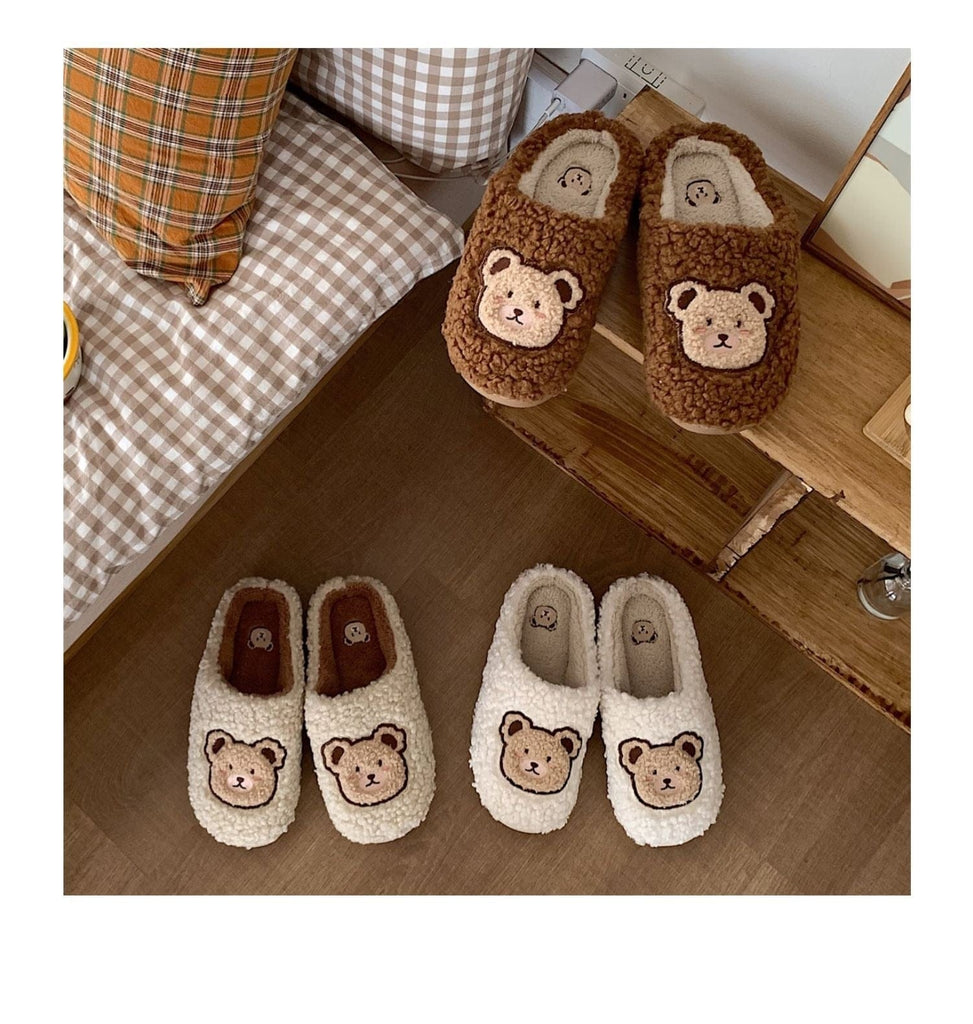 Kawaii Bear Fluffy Cute Slippers Shoes The Kawaii Shoppu