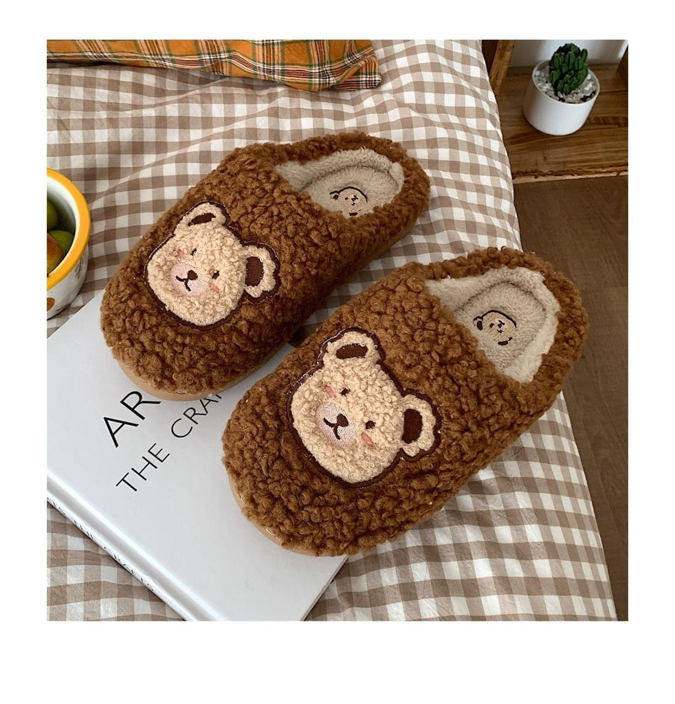 Kawaii Bear Fluffy Cute Slippers Shoes The Kawaii Shoppu