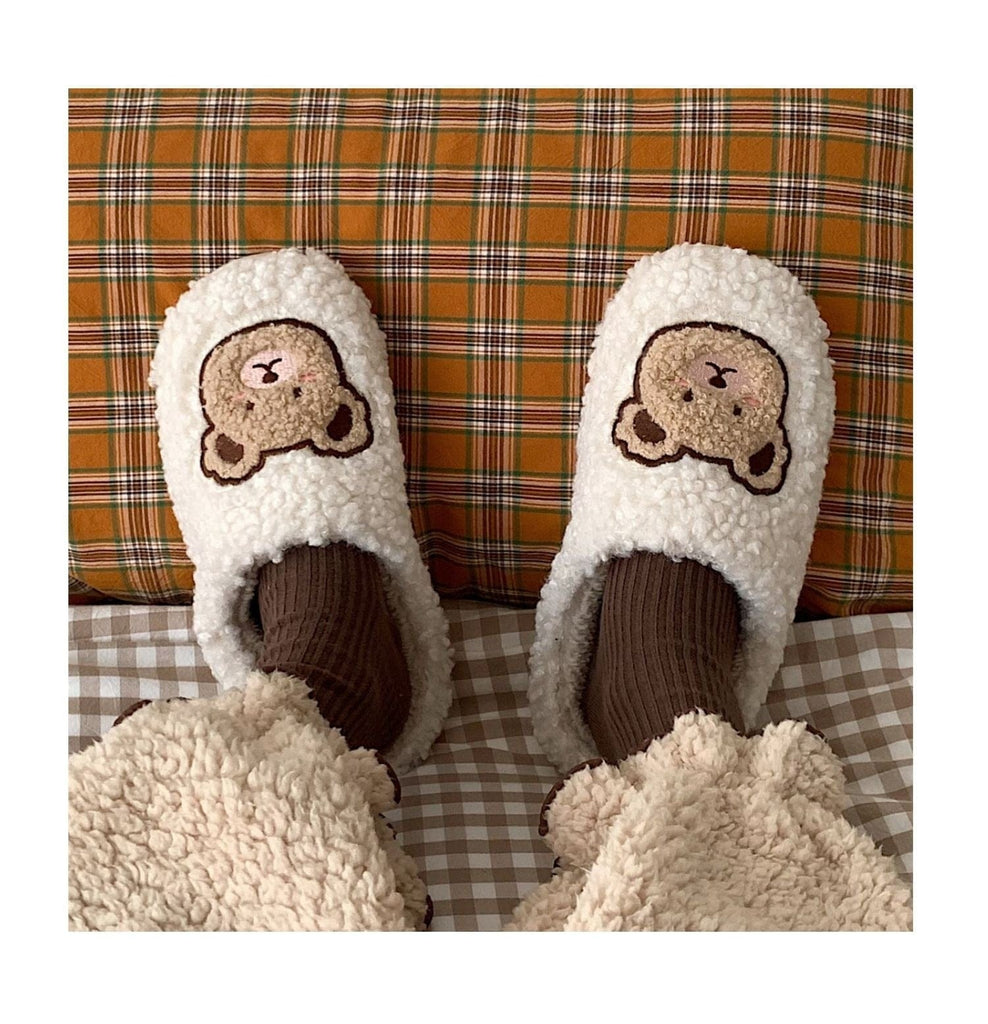 Kawaii Bear Fluffy Cute Slippers Shoes The Kawaii Shoppu