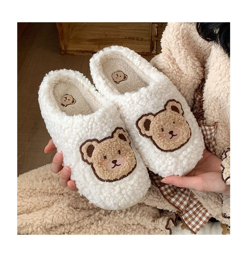 Kawaii Bear Fluffy Cute Slippers Shoes The Kawaii Shoppu