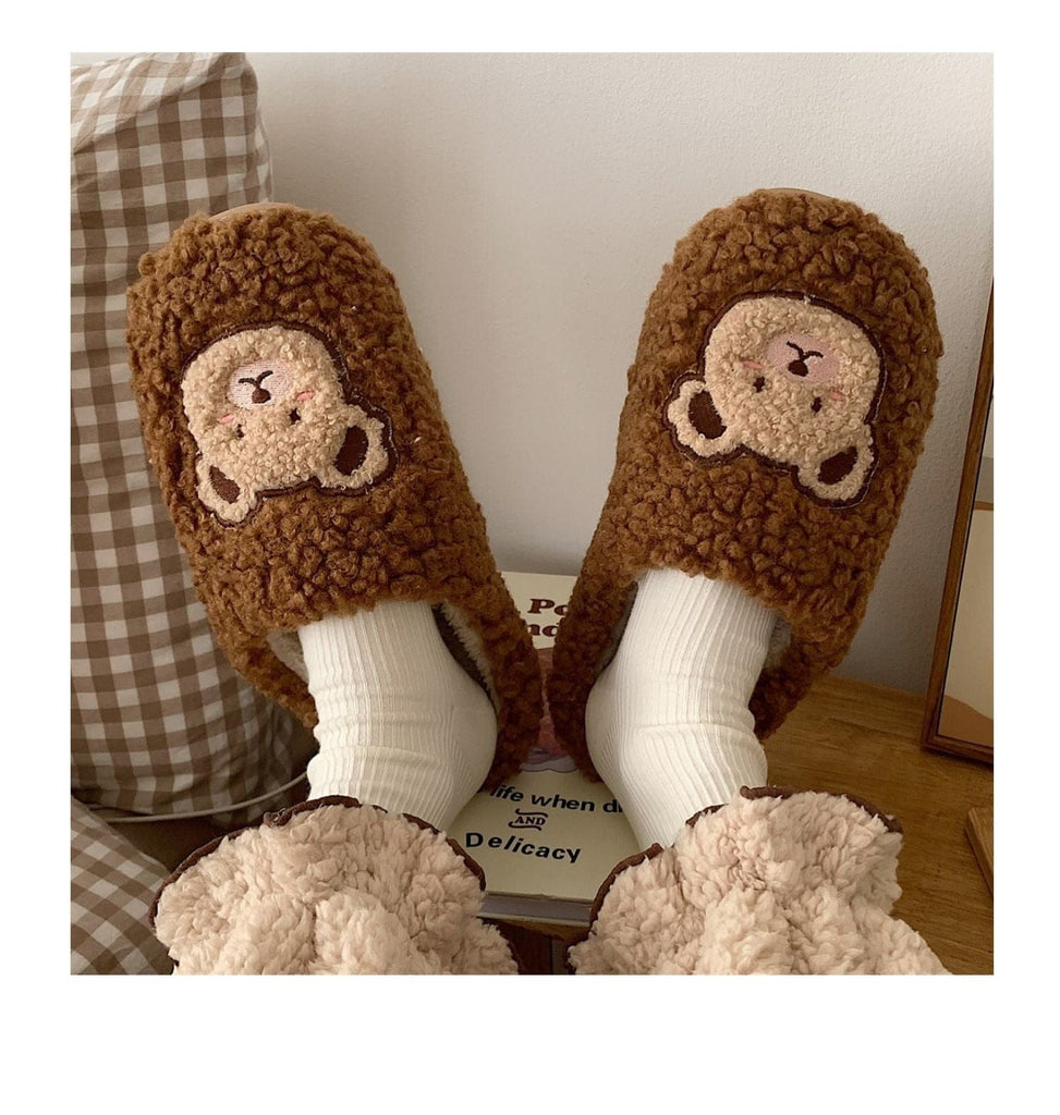 Kawaii Bear Fluffy Cute Slippers Shoes The Kawaii Shoppu