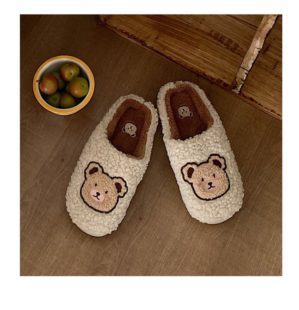 Kawaii Bear Fluffy Cute Slippers Shoes The Kawaii Shoppu