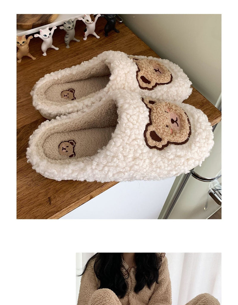 Kawaii Bear Fluffy Cute Slippers Shoes The Kawaii Shoppu