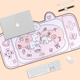 Kawaii Bunny Land Pink Desk Mat Mouse Pad Home Decor by The Kawaii Shoppu | The Kawaii Shoppu