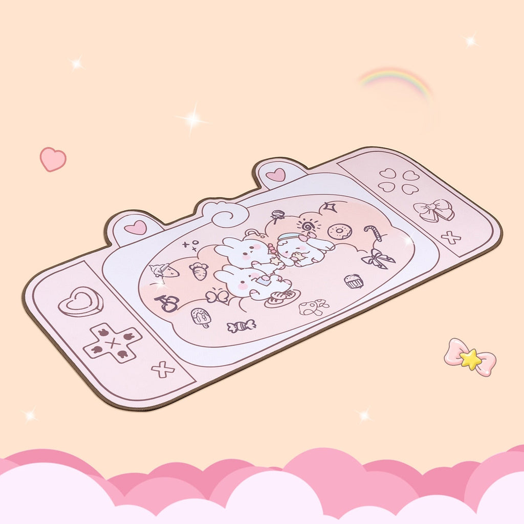 Kawaii Bunny Land Pink Desk Mat Mouse Pad Home Decor by The Kawaii Shoppu | The Kawaii Shoppu