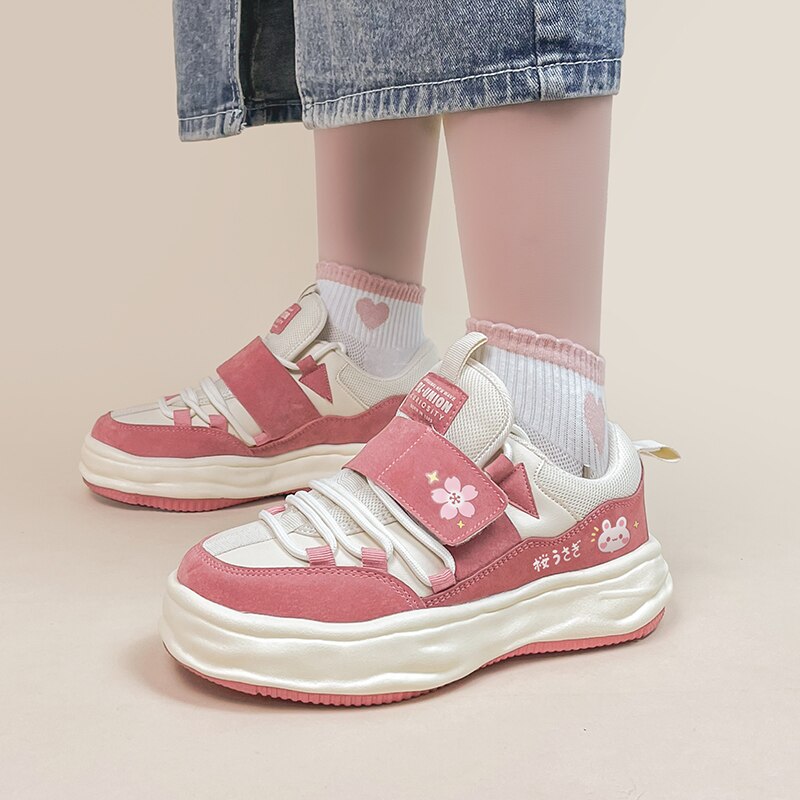 Kawaii Bunny Sakura Fall Chunky Shoe Sneakers Pink Shoes by The Kawaii Shoppu | The Kawaii Shoppu
