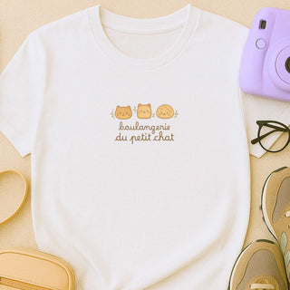 Kawaii Cat Bread 100% Cotton Womens Tshirt