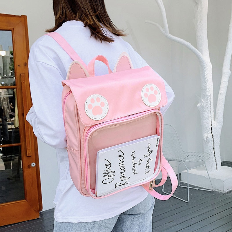 Kawaii Cat Ear Paw Print ITA Backpack Bag by The Kawaii Shoppu | The Kawaii Shoppu