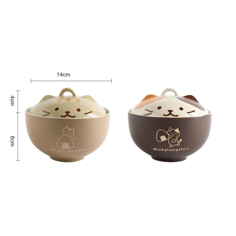 Kawaii Cat Ramen Bowl with Lid Kitchen The Kawaii Shoppu