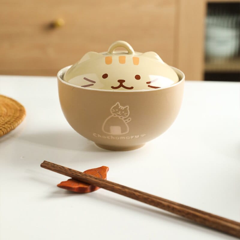 Kawaii Cat Ramen Bowl with Lid Kitchen The Kawaii Shoppu