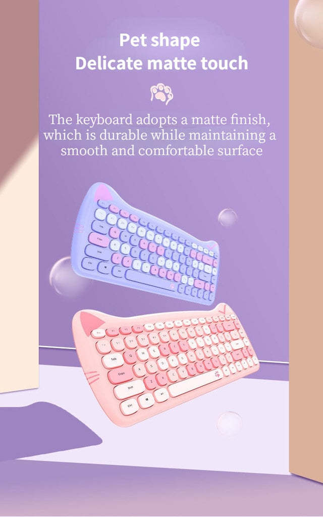 Kawaii Cat Wireless Keyboard & Mouse Set Keyboard The Kawaii Shoppu