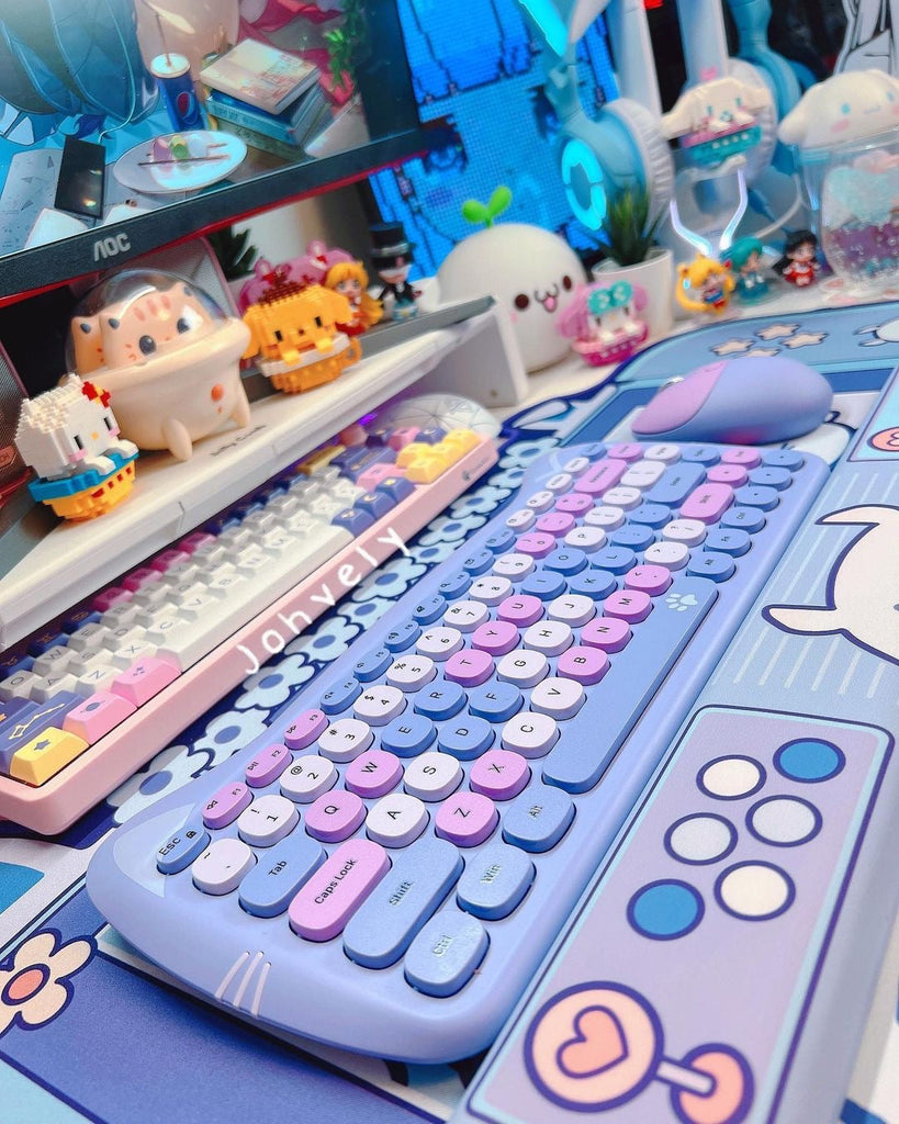 Kawaii Cat Wireless Keyboard & Mouse Set Keyboard by The Kawaii Shoppu | The Kawaii Shoppu