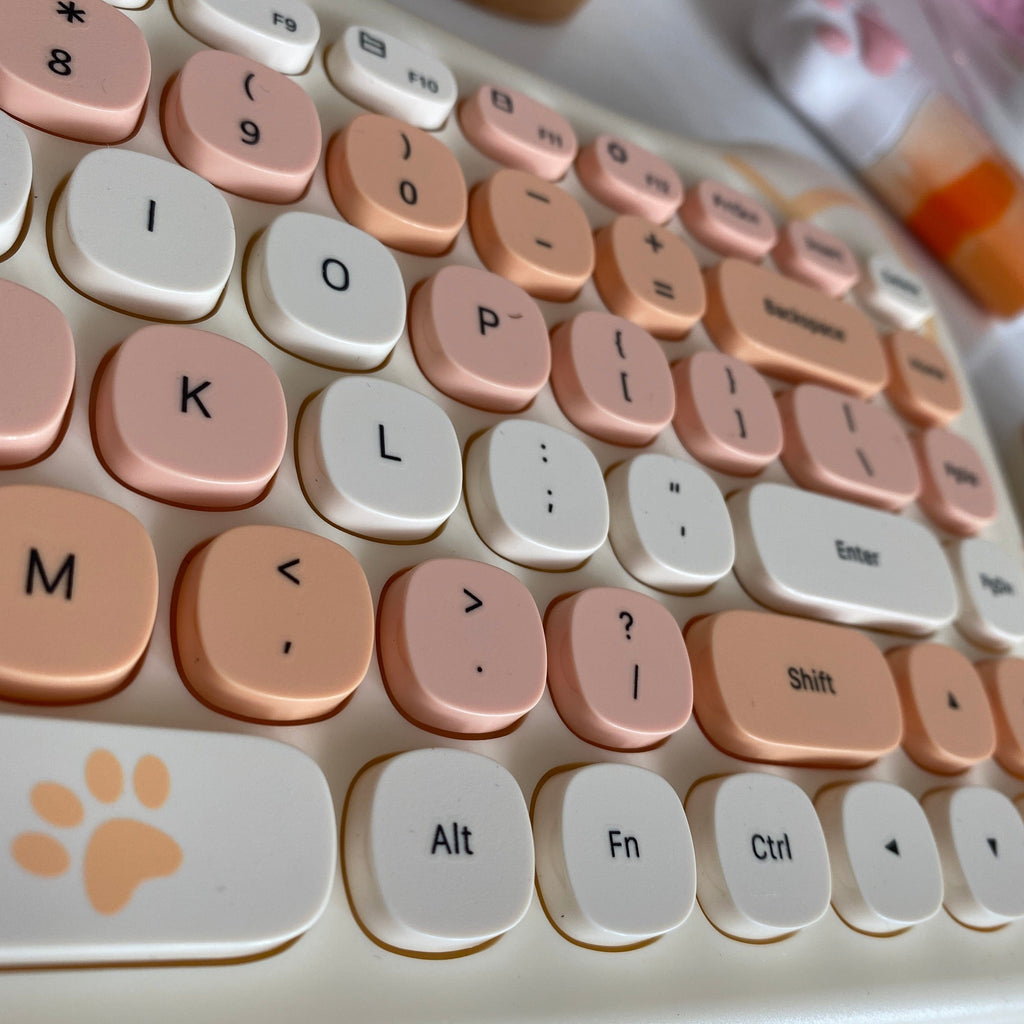 Keyboard Cute Kawaii Cat Wireless Keyboard , 104 Keys Kawaii Cartoon Cat Wireless ...