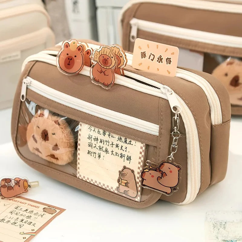 Kawaii Cute Capybara Stationery Pencil Case Stationery by The Kawaii Shoppu | The Kawaii Shoppu