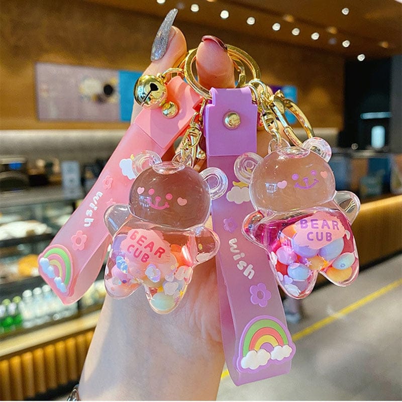 Kawaii Cute Chubby Bear Quicksand Keychain Accessory The Kawaii Shoppu