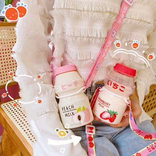 Kawaii Cute Fruity Milk Water Bottle 401-500ml Bottle The Kawaii Shoppu
