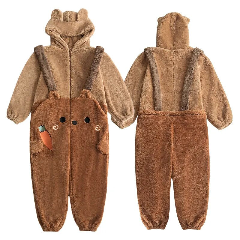 Kawaii Cute Hooded Ears Brown Bear Warm Fluffy Onesie Bear by The Kawaii Shoppu | The Kawaii Shoppu