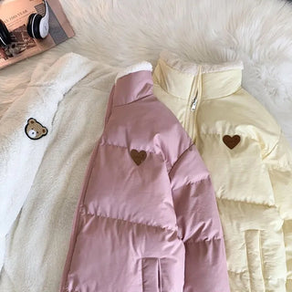Kawaii Double Sided Cute Love Bear Winter Puffer Jacket Clothing and Accessories by The Kawaii Shoppu | The Kawaii Shoppu
