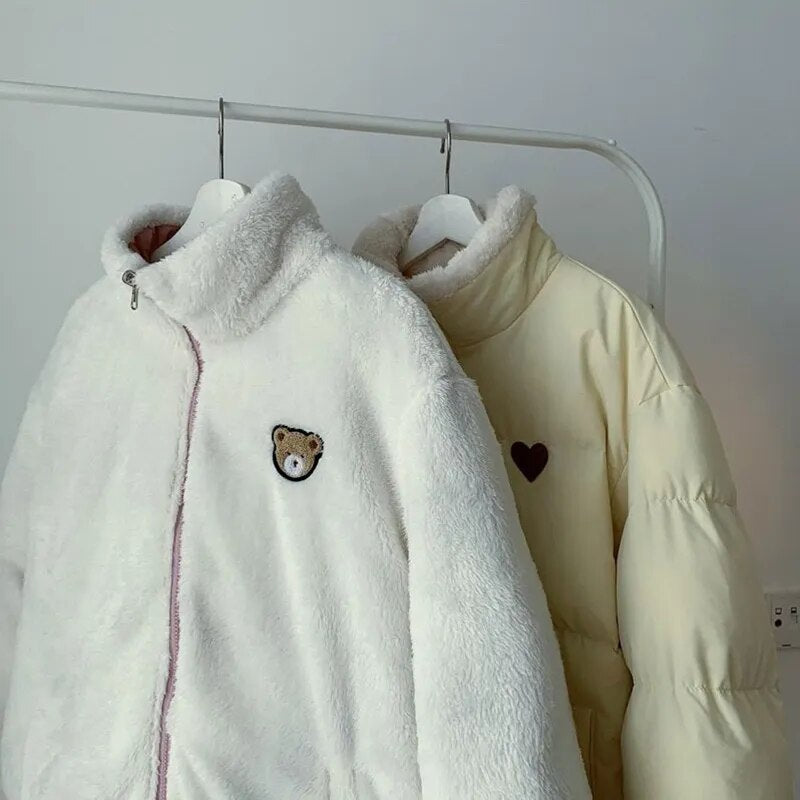 Kawaii Double Sided Cute Love Bear Winter Puffer Jacket Clothing and Accessories by The Kawaii Shoppu | The Kawaii Shoppu