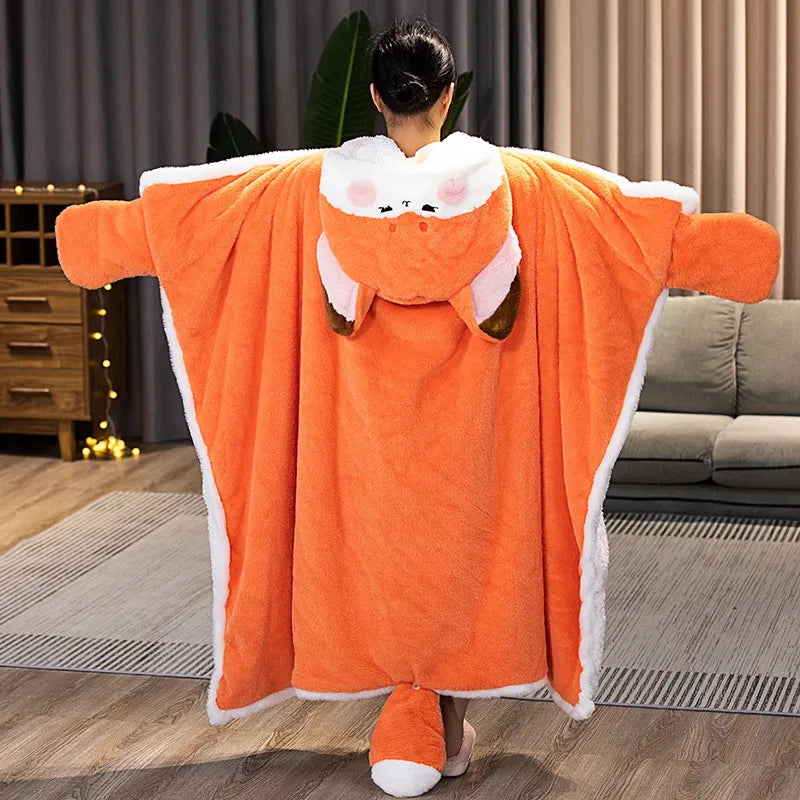 Sushi Kawaii Hoodie Throw Kawaii Fox Plush Hoodie Blanket Robe